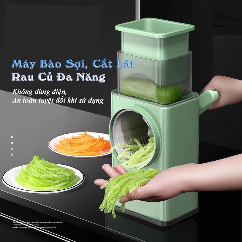 Máy Thái , Nạo , Bào Nghiền Rau Củ Quả Cầm Tay Đa Năng 4in1 - Hàng Chính Hãng