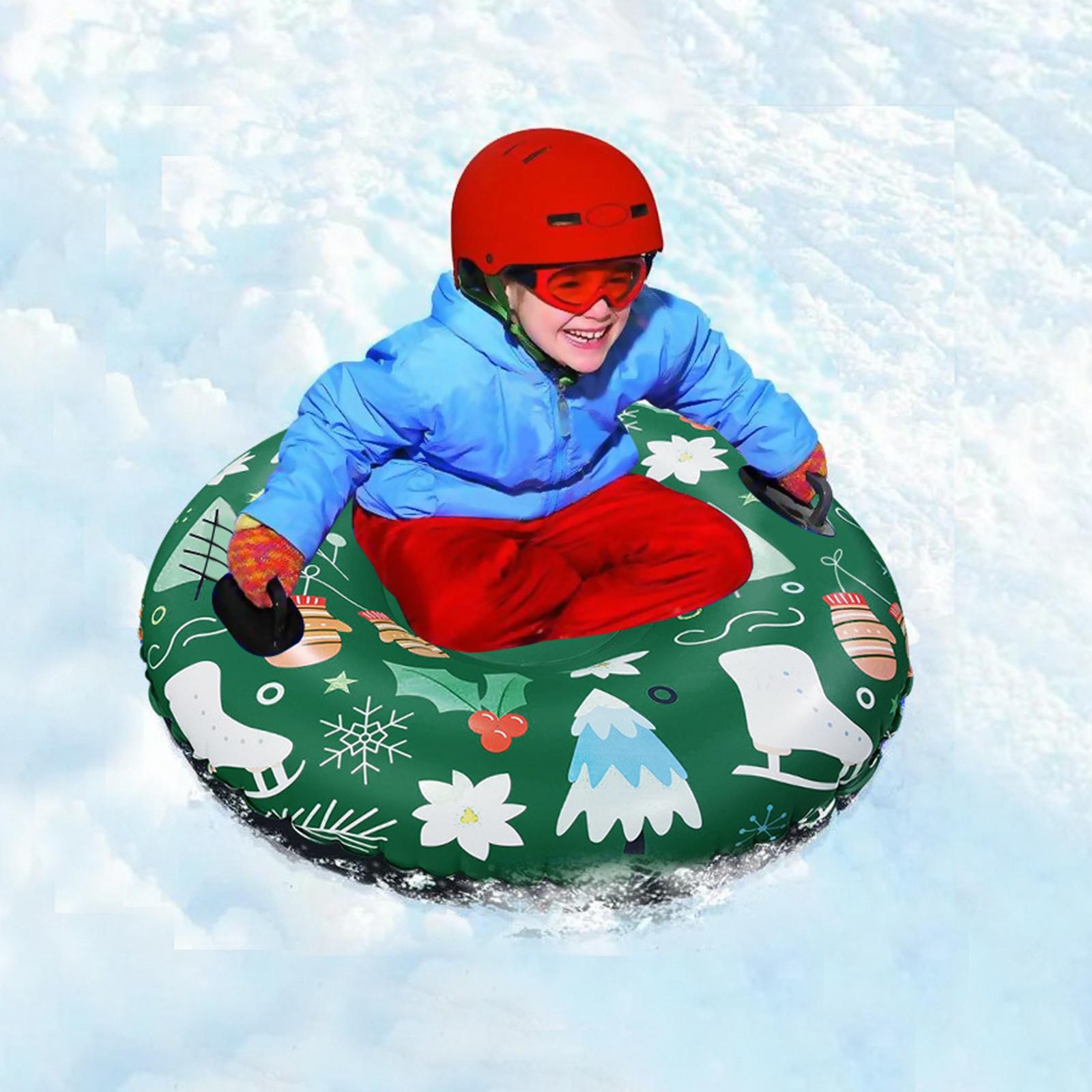 Snow Tube Sled for Kids and Adults , 47" Snow Sleds Heavy Duty with Handles and Bottom, Big Inflatable Snow Tubes for Outdoor Sledding