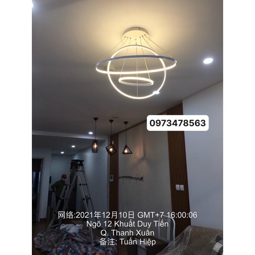 Đèn decor thả trần 3 vòng 3 chế độ ánh sáng,có điều khiển từ xa,trang trí phòng khách,ngủ,bếp ăn