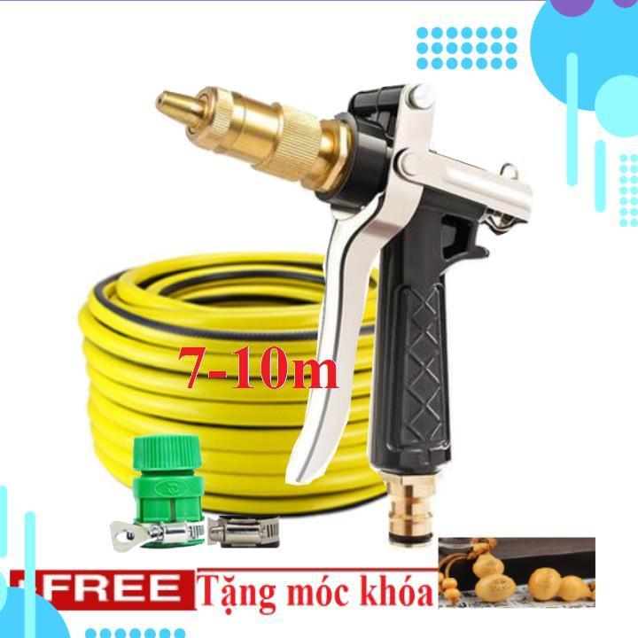 Bộ dây vòi xịt ️bơm nước phun sương️ , tăng áp 3 lần, loại 7m, 10m 206236 đầu đồng,đai+ móc khoá