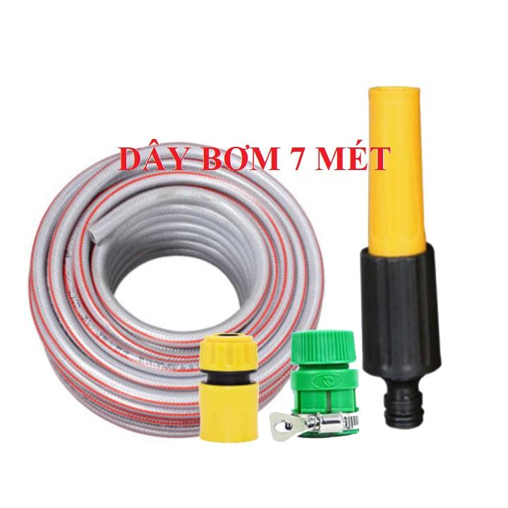 Máy bơm️Evoucher️ Bộ dây vòi xịt nước rửa xe, tưới cây , tăng áp 3 lần, loại 7m, 10m 206622-5 cút sập, + đai