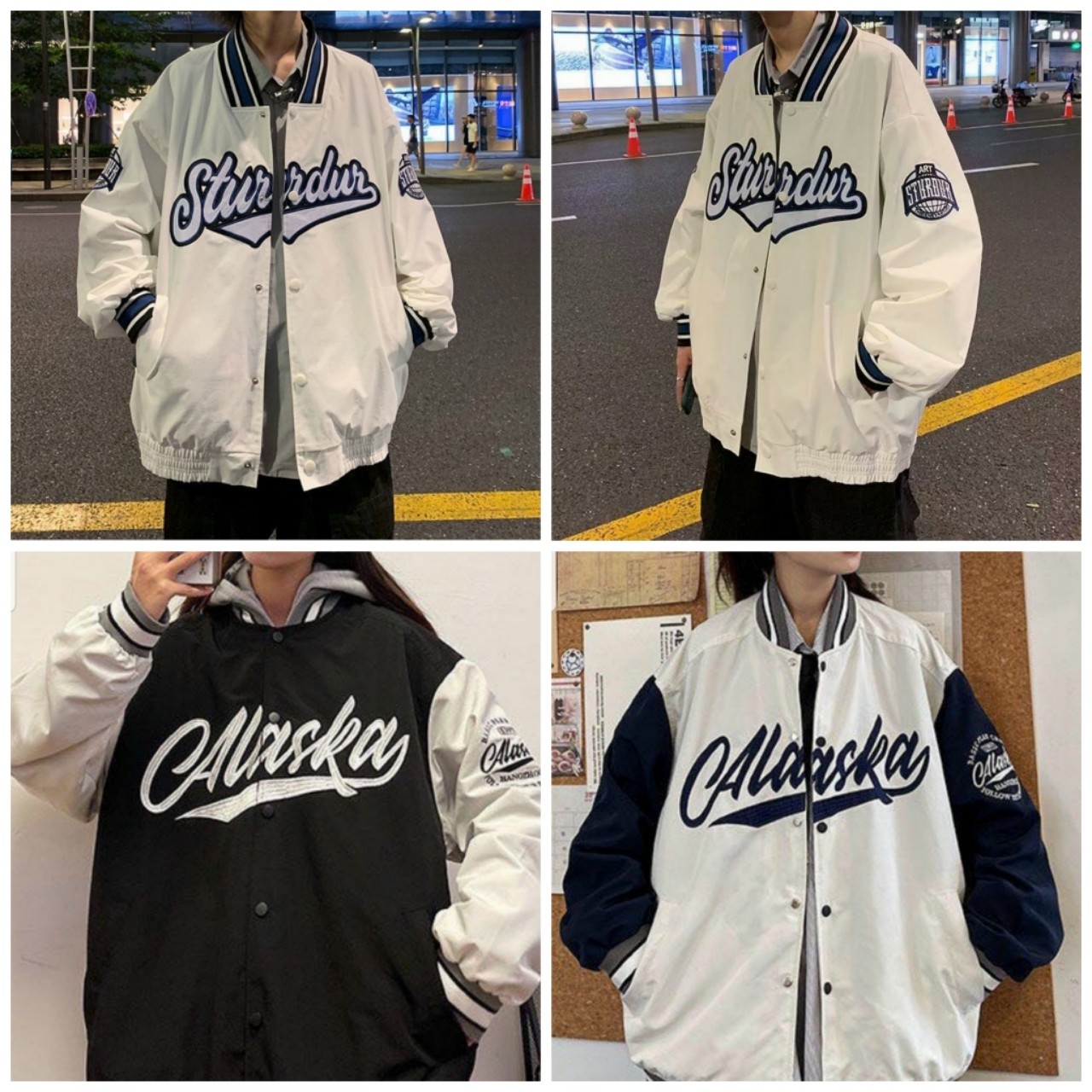 Áo Khoác Dù Gió Bomber Jacket 2 Lớp - Kiểu Bóng Chày Unisex Rộng Chữ ALASKA - STURDUR