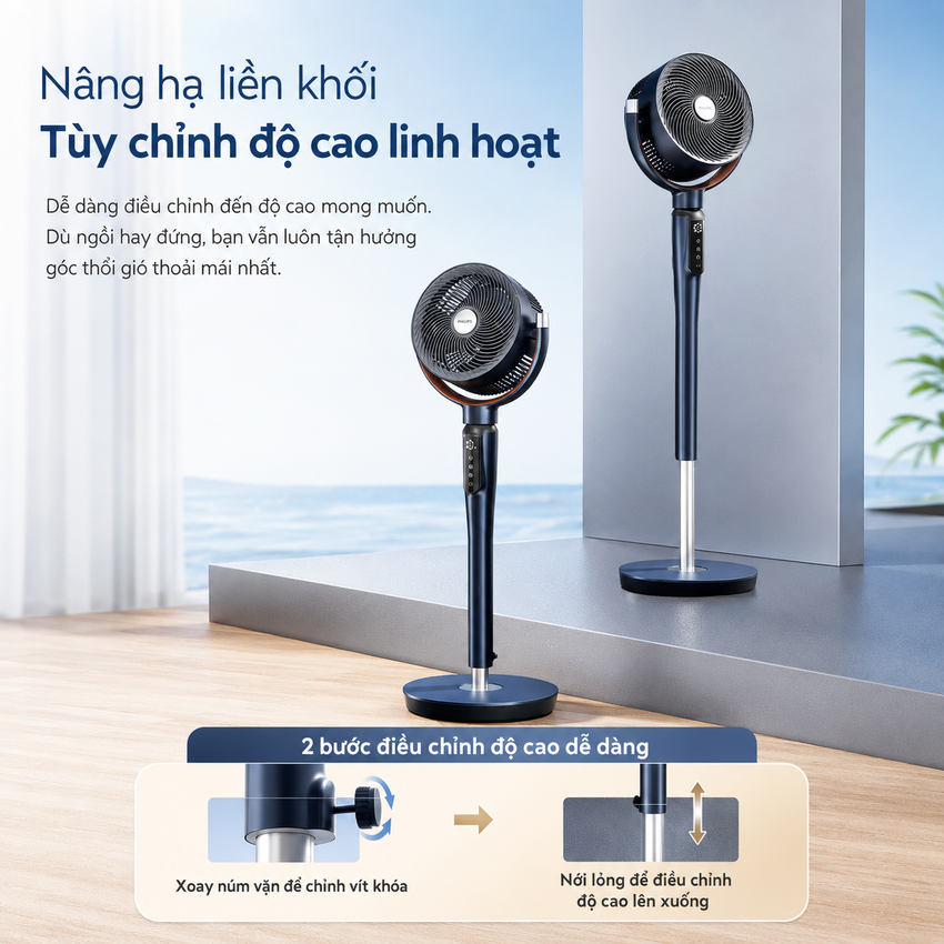 Quạt tuần hoàn không khí Serial 3000, động cơ biến tần chuyên nghiệp. Thương hiệu Hà Lan cao cấp Philips - ACR3246CFV. HÀNG CHÍNH HÃNG
