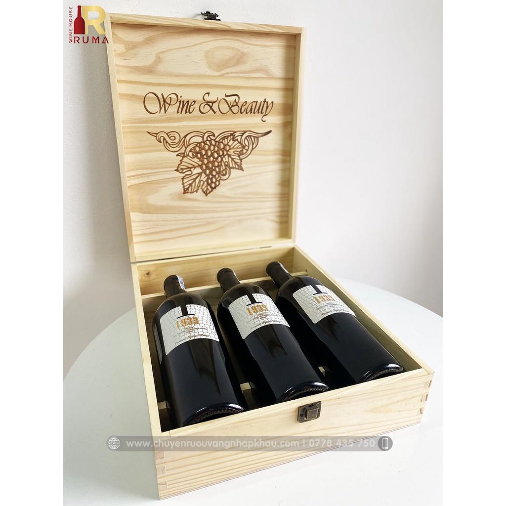 Set quà tặng hộp gỗ 3 chai rượu vang Ý 1933 Rosso
