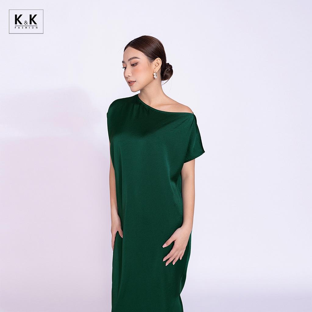 Đầm Suông Dáng Dài Cổ Lệch K&amp;K Fashion KK140-29 Chất Liệu Silk