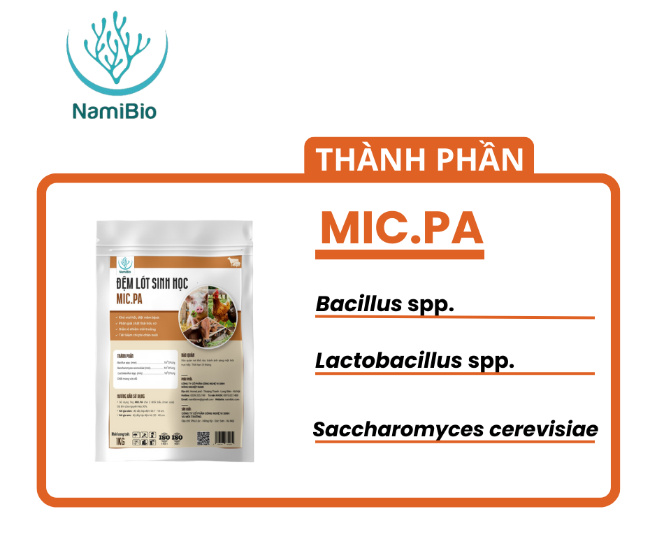 Đệm lót sinh học - MIC.PA 1kg cho chăn nuôi