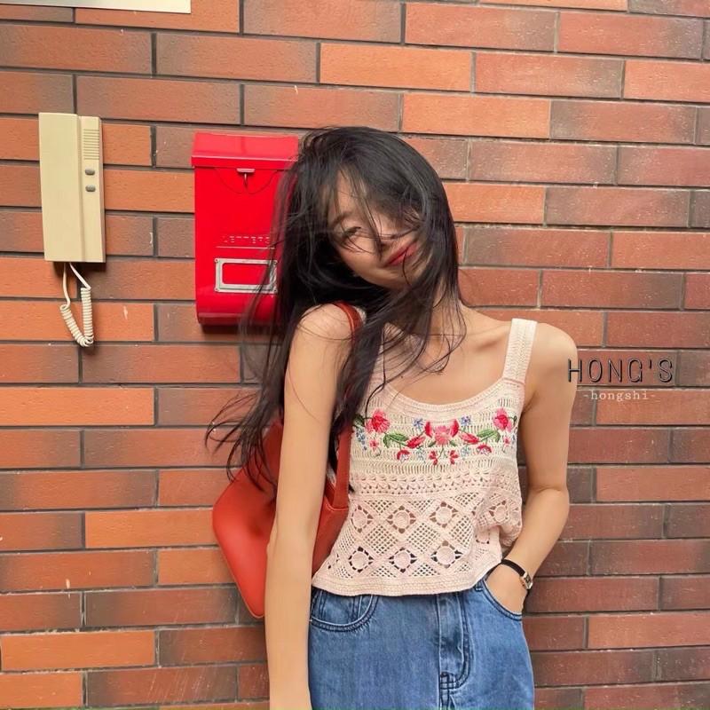 Áo hai dây boho thêu hoa