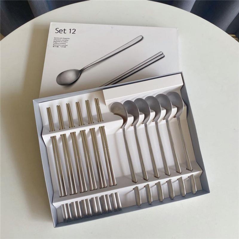 BỘ 6 ĐŨA 6 MUỖNG INOX KHÁNG KHUẨN 304 CAO CẤP KÈM HỘP ĐỰNG SANG TRỌNG