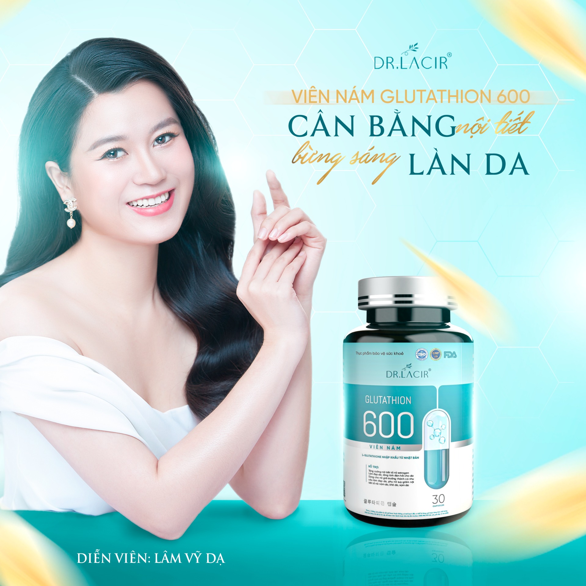 Glutathione 600 - Viên Uống Trắng Da Glutathione Dr.Lacir :Đẹp Da, Mờ Nám, Cân Bằng Nội Tiết Tố
