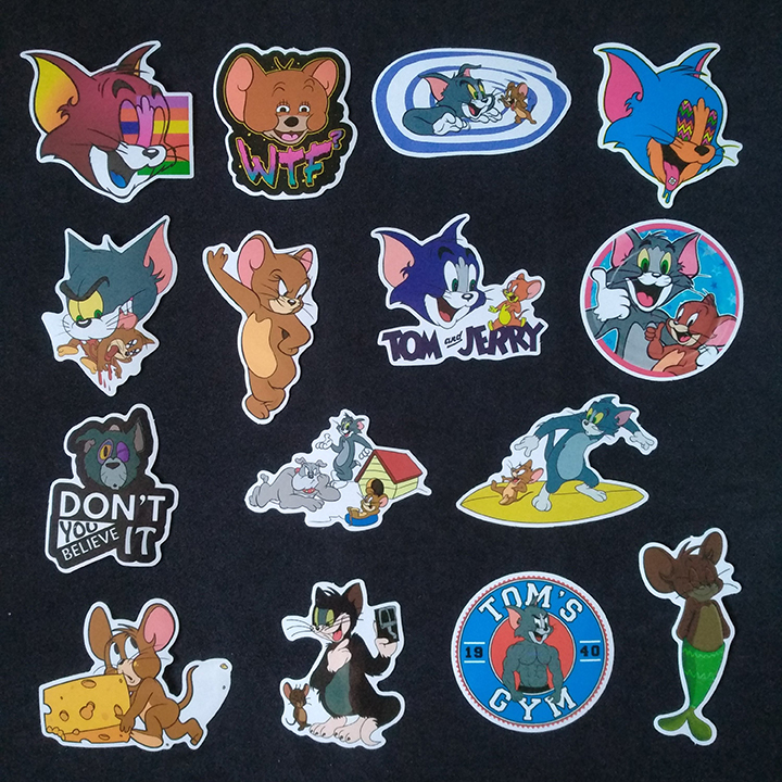 Bộ Sticker dán cao cấp chủ đề TOM and JERRY - Dùng dán Xe, dán mũ bảo hiểm, dán Laptop