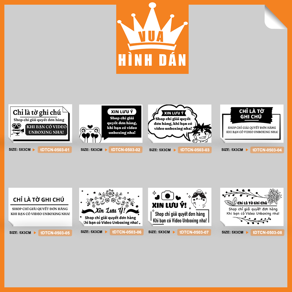 Set 50/100 nhãn dán GHI CHÚ QUAY VIDEO UNBOXING 5x3cm tem dán gói hàng, hộp, túi đựng sản phẩm 1.037