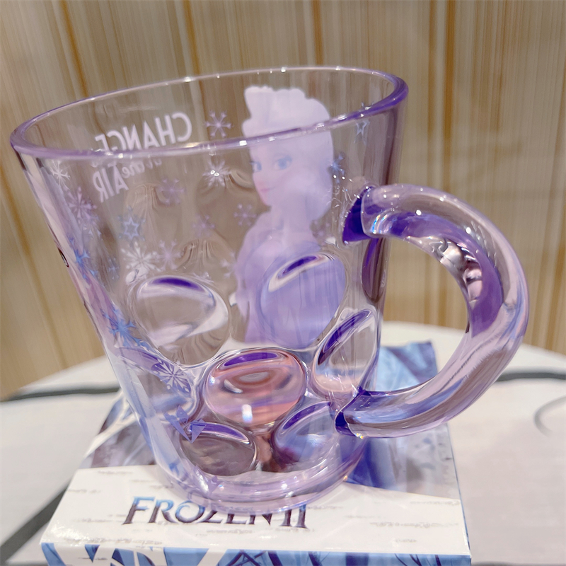 Ly nhựa pha lê trong suốt Disney có quai cầm tay hình Elsa và Anna Frozen 2 cho trẻ em