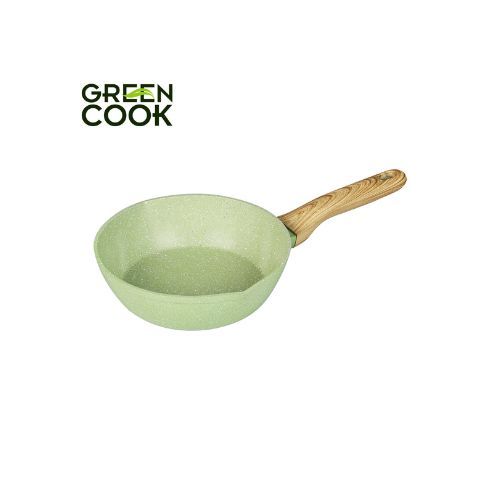 Chảo nhôm sâu men đá ceramic miệng rót Green Cook GCP231 màu xanh 10 lớp chống dính sử dụng được trên tất cả các loại bếp - greencook