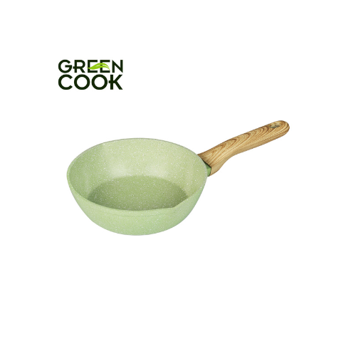 Chảo nhôm sâu men đá ceramic miệng rót Green Cook GCP231-24IH màu xanh 10 lớp chống dính sử dụng được trên tất cả các loại bếp - greencook
