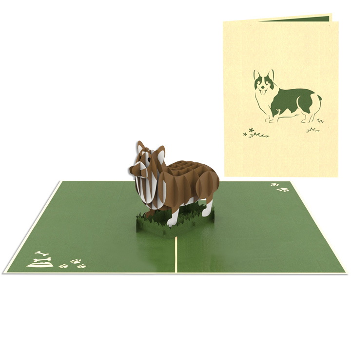 Thiệp 3D pop up Chó Corgi