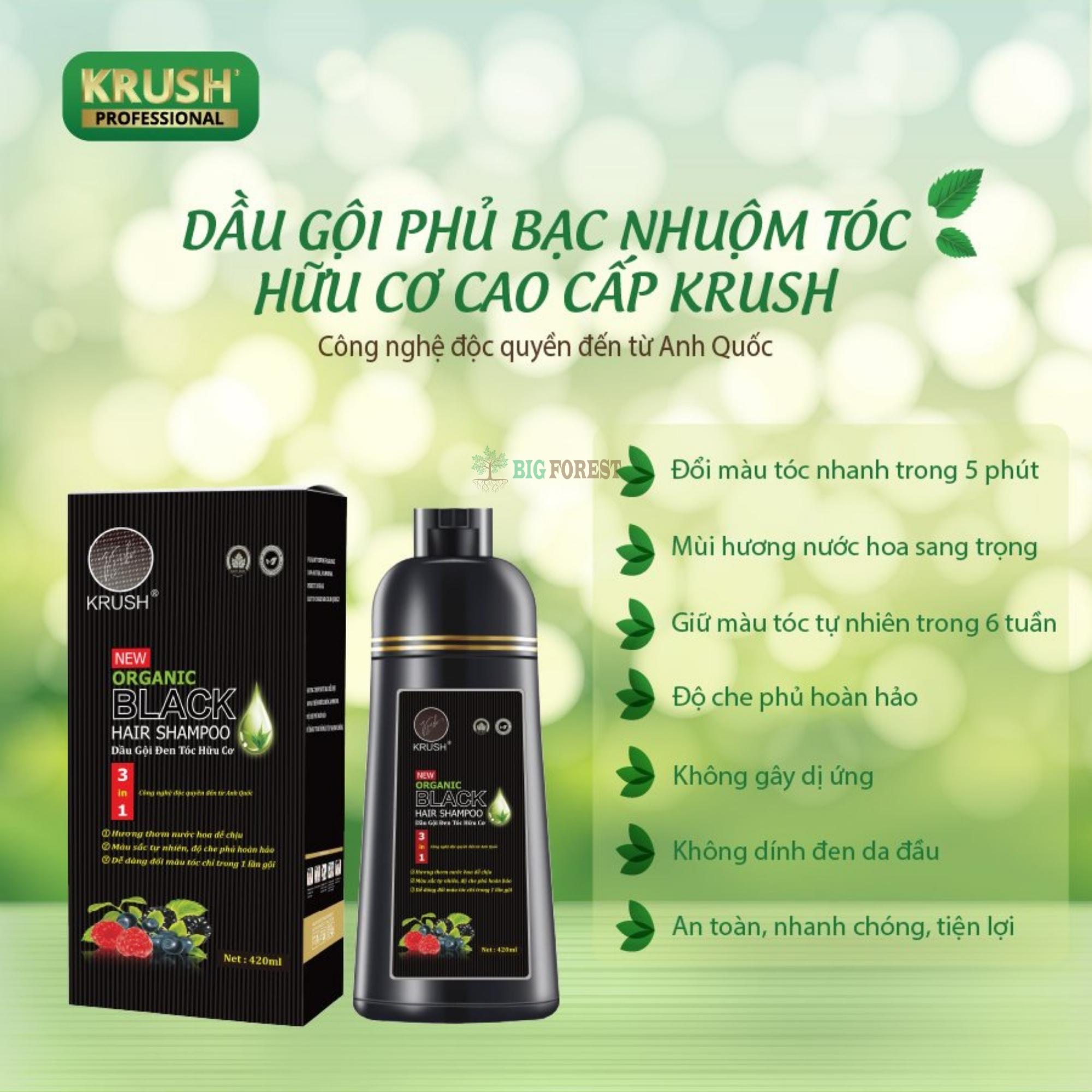 Gói Dầu Gội Phủ Bạc Thảo Dược Krush Anh Quốc [Gói 25ml - Đen Tự Nhiên]