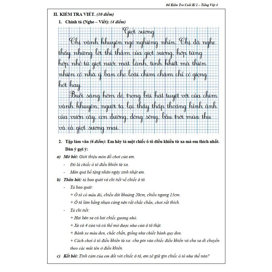 Sách - Đề Kiểm Tra Tiếng Việt 4 - Học Kì 1 (1 cuốn)