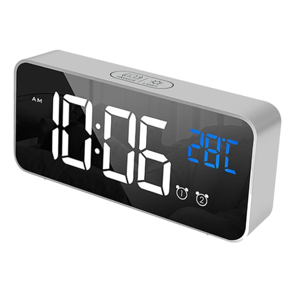 Silent Electronic Alarm Clock Mirror Surface Clock Desktop/Shelf Clock Silver
