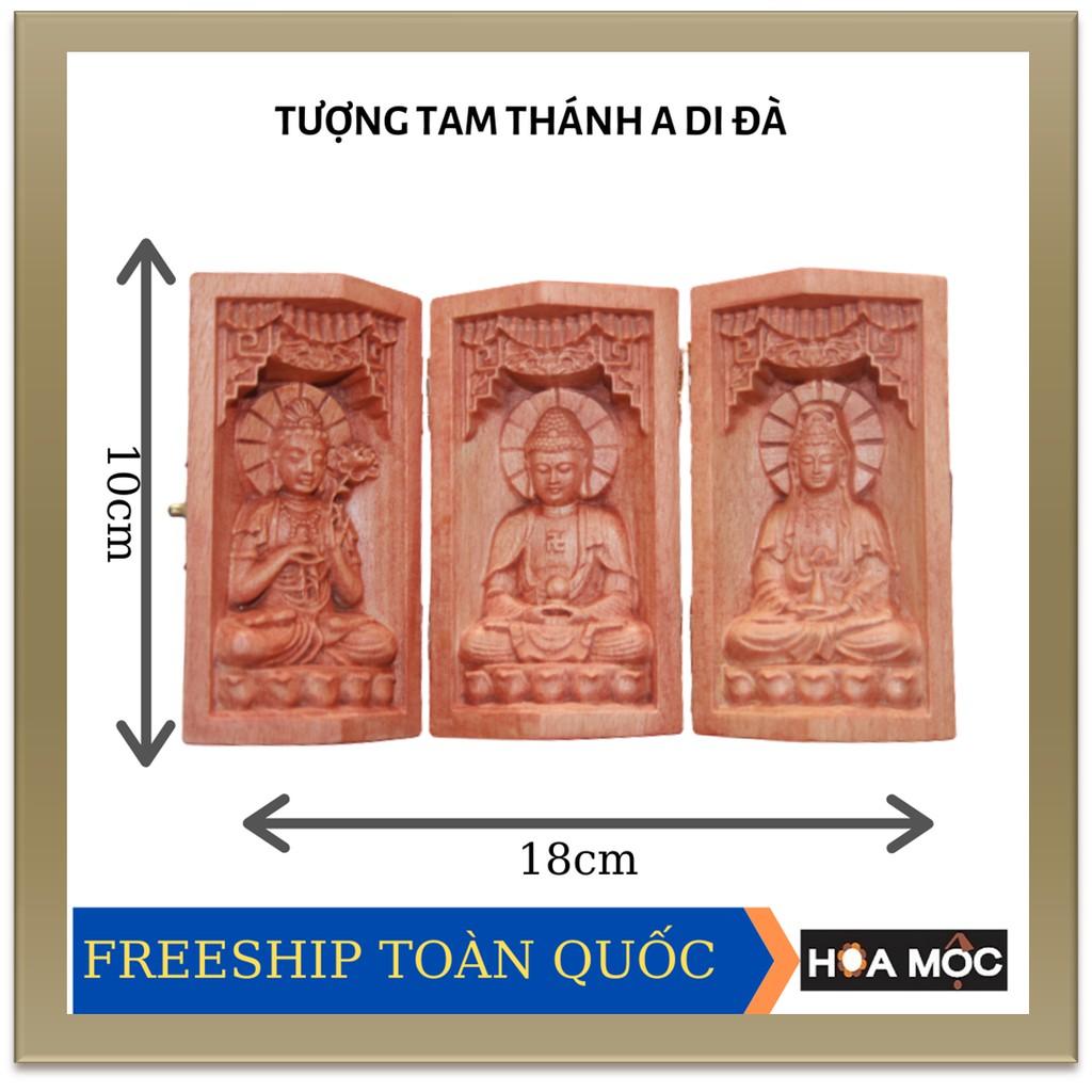 Bộ Tượng Tây Phương Tam Thánh: Đại Thế Chí – Phật A Di Đà - Quan Âm Bồ Tát. Điêu Khắc Gỗ, Tượng trang trí và Quà tặng