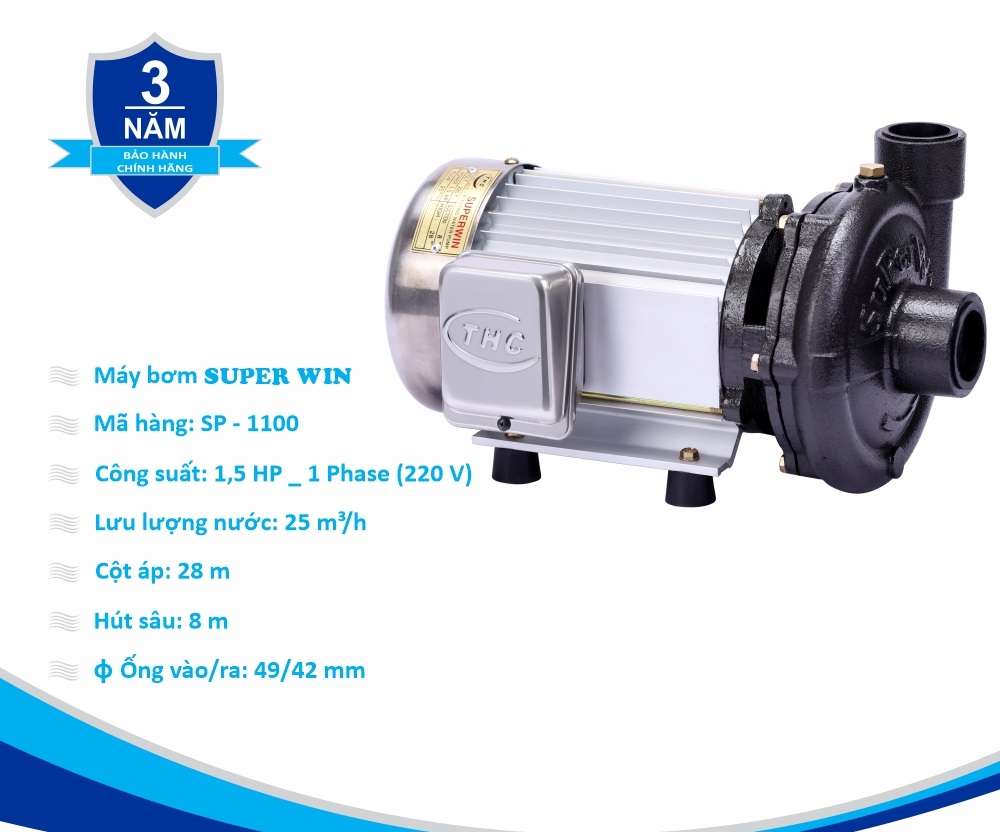 MÁY BƠM NƯỚC CAO ÁP TÂN HOÀN CẦU SUPERWIN 1.5HP-SP 1100