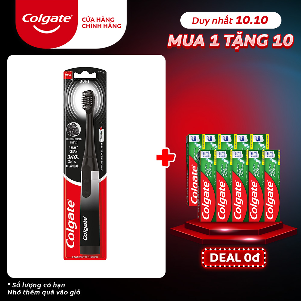 Bàn chải điện Colgate Sonic 360 Charcoal với lông chải phủ than kháng khuẩn