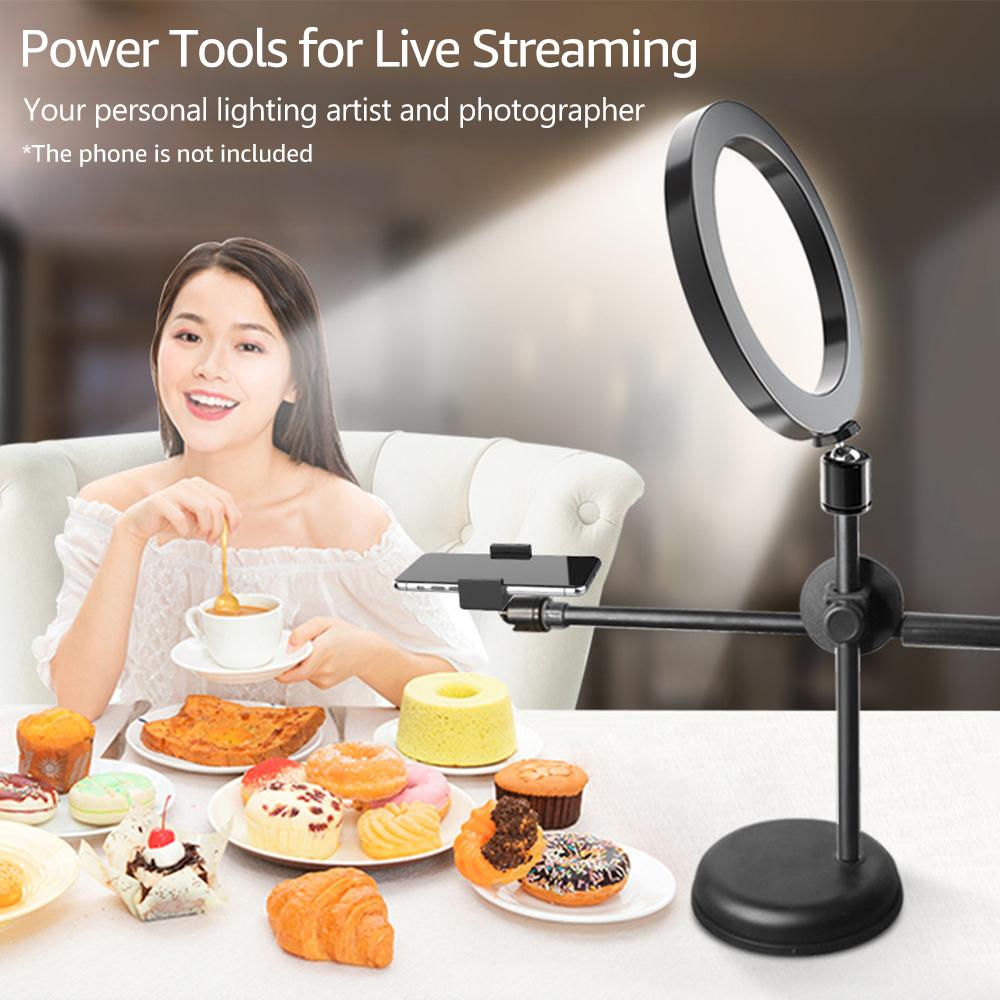 Đế kẹp điện thoại để bàn chụp ảnh selfie Ring Light 6in / 16cm Có thể điều chỉnh độ sáng 3200K đến 5800K