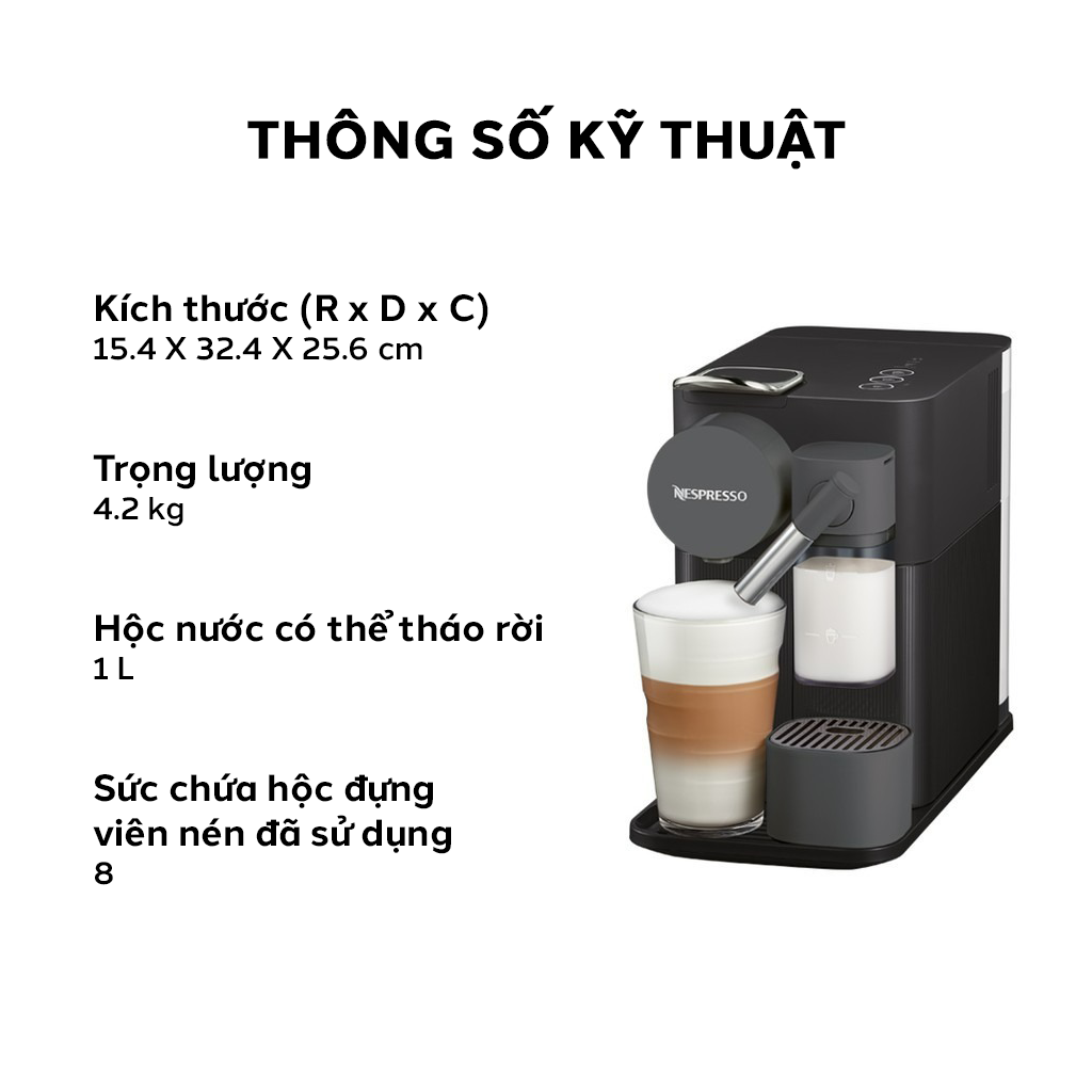 Máy pha cà phê Nespresso Lattissima One Đen - Hàng chính hãng