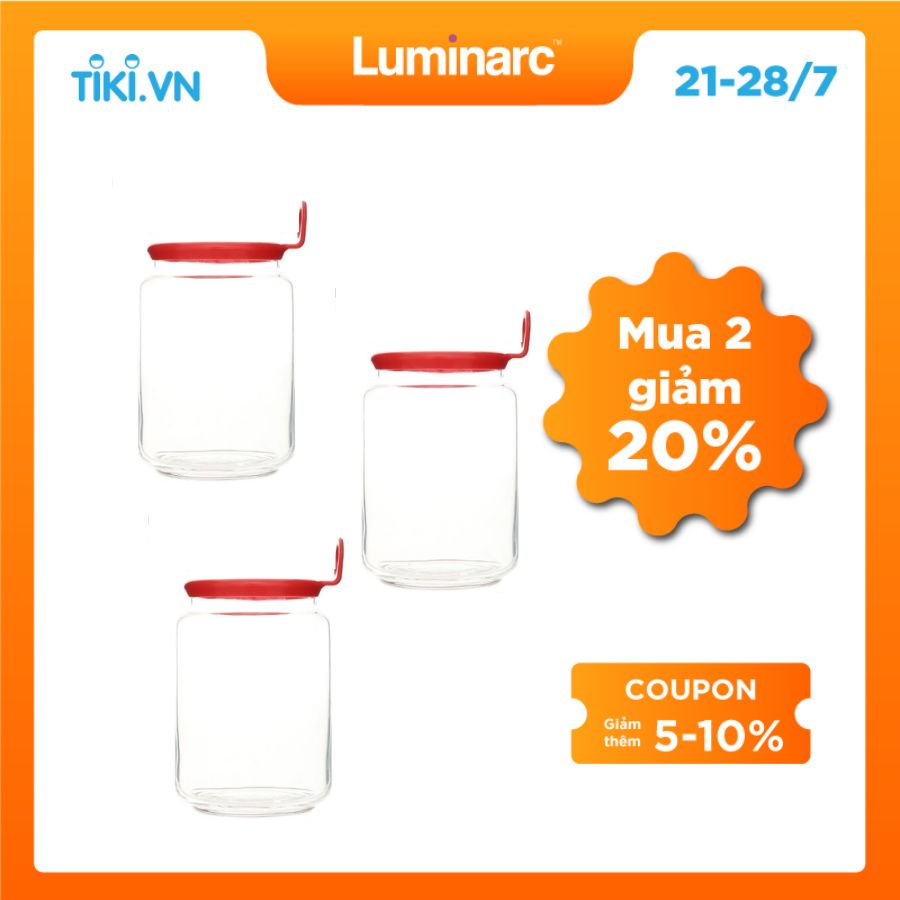 Bộ 3 Hủ Thuỷ Tinh Luminarc Rondo Smile 0.75L - LUROP8058