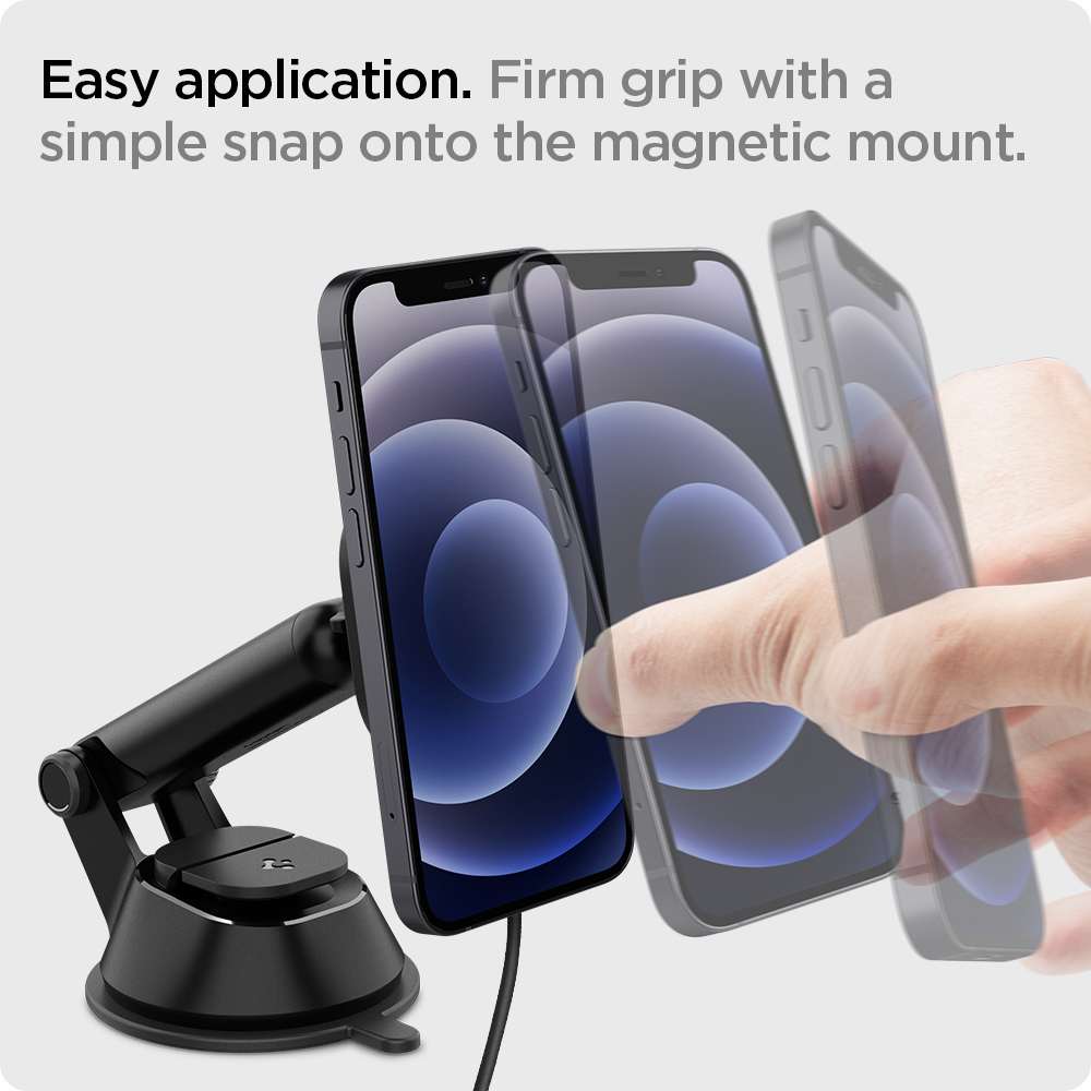Sạc Mag Xe Hơi Spigen OneTap Pro Wireless Magnetic Car Charger Dashboard - Hàng Chính Hãng