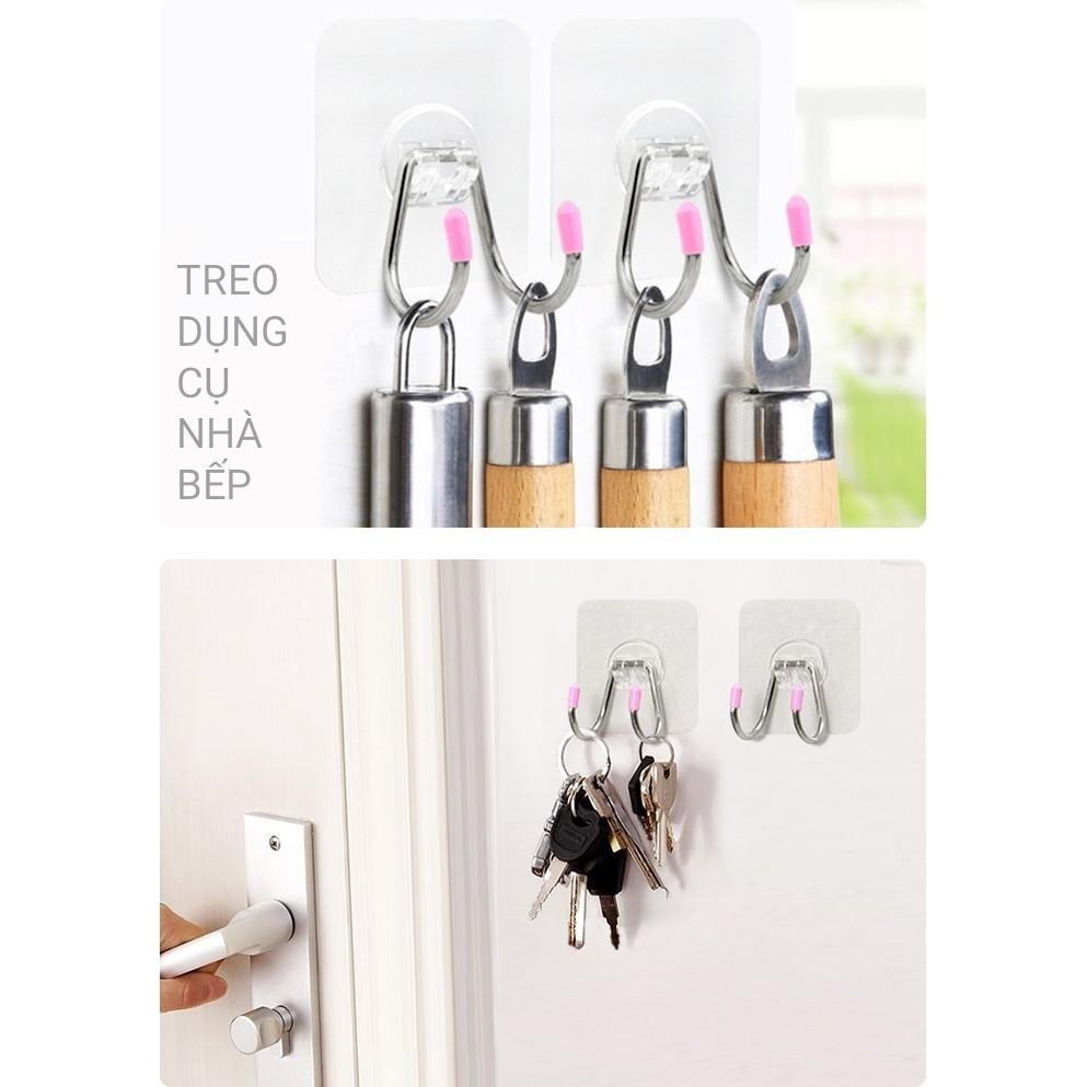 Móc dán tường dạng móc đôi inox siêu cứng treo đồ gọn gàng