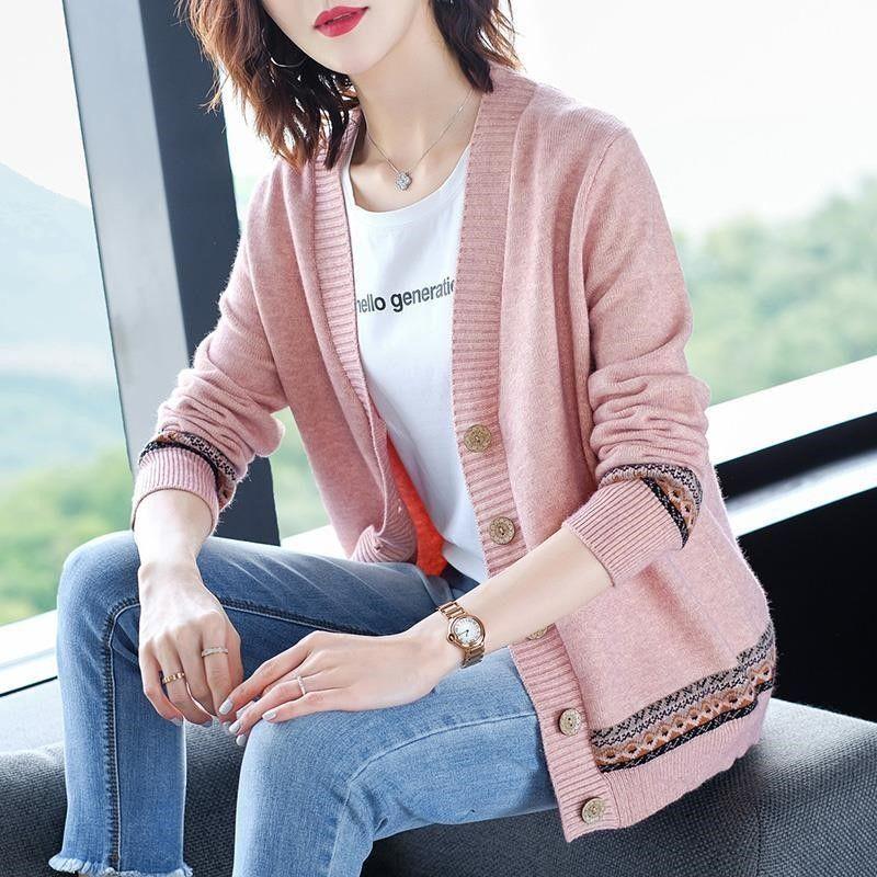 Áo khoác len nữ dệt kim-áo khoác len cardigan hoạ tiết thổ cẩm-áo len nữ