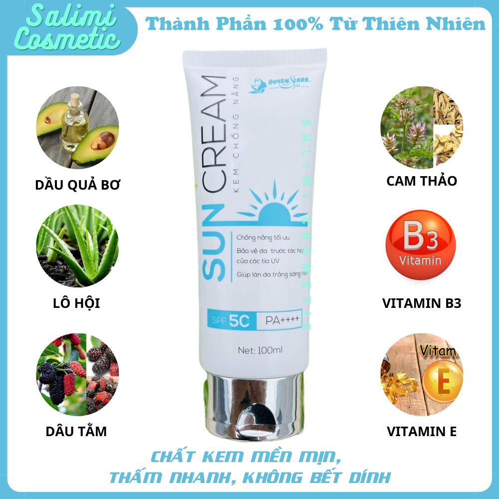 Kem Chống Nắng SUN CREAM - Chống Tia Cực Tím SPF 50+, Tăng Độ Ẩm &amp; Dưỡng Chất Cho Da, Bảo Vệ Da Khỏi Tác Hại Bên Ngoài | Dung Tích 100ml - HÀNG CHÍNH HÃNG