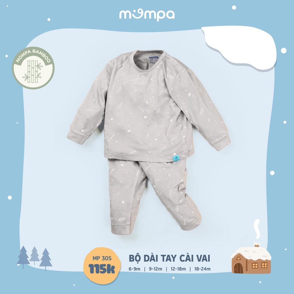 Bộ QA dài tay mompa cho bé cài vai tiện lợi từ 6-24m