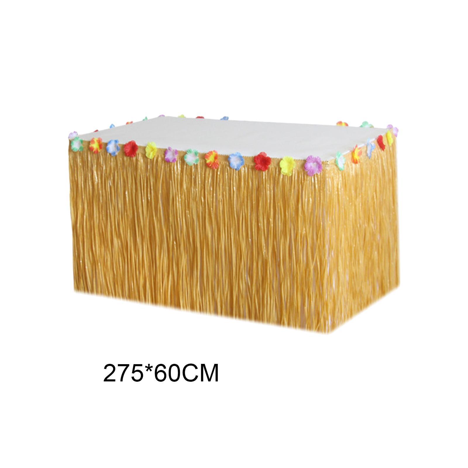 Artifical Grass Table Skirt Hawaiian Table Skirt Decor Lightweight Tropical Luau Party Decoration for Photo Props Camping Summer Theme Party