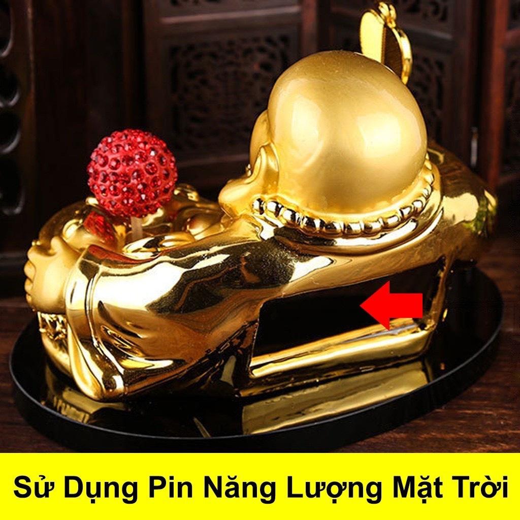 Tượng phật ông di lặc đặt taplo trang trí ô tô xe hơi có quả cầu tự xoay bằng năng lượng mặt trời