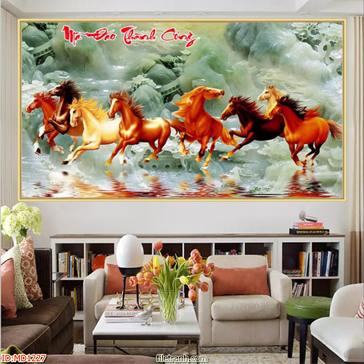 Tranh Bát Mã Truy Phong Đem Tài Lộc Cho Gia Chủ - Tranh Canvas Treo Tường Phong Thủy