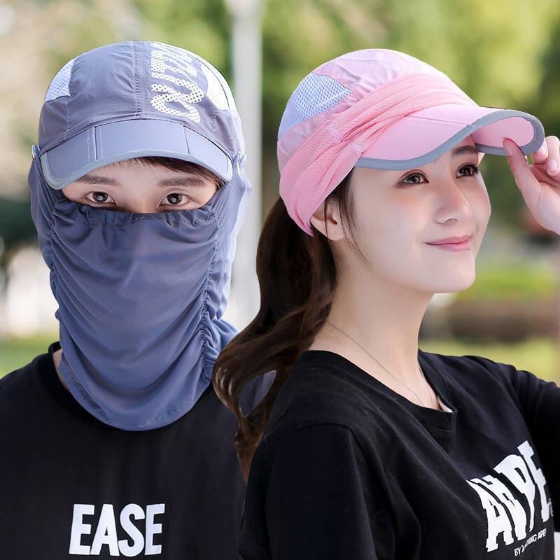 Mũ chống nắng thời trang nữ, mũ lưỡi trai kèm khăn lưới mỏng che nắng