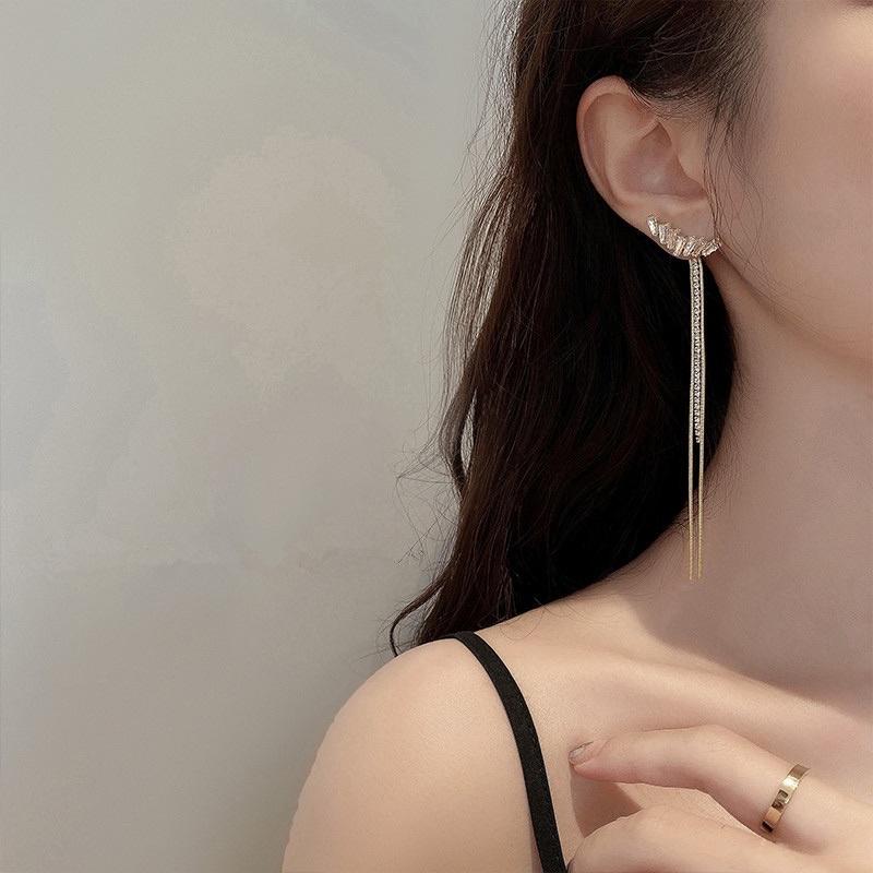 Khuyên tai bông tai nữ dự tiệc sang chảnh đẹp đá Zircon sáng Ring House
