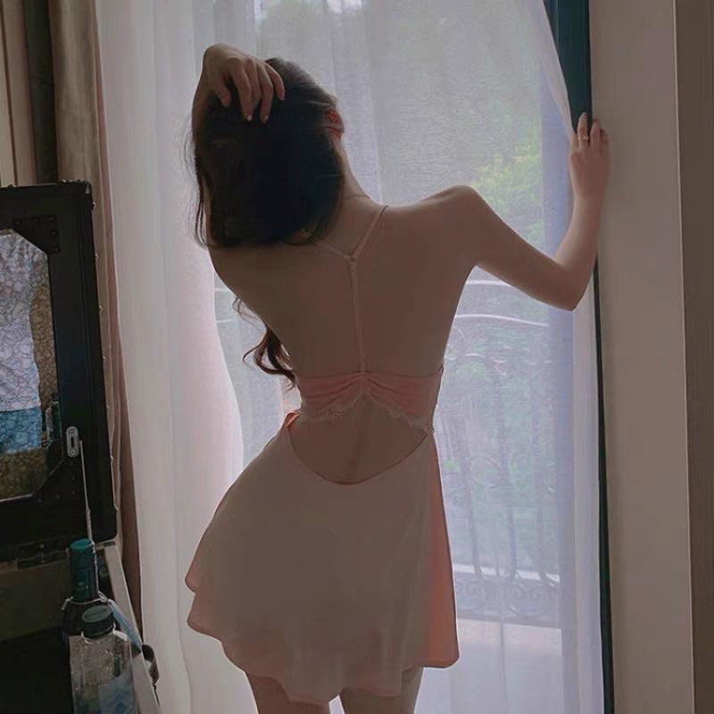 váy ngủ phối ren lưng , váy ngủ sexy , váy ngủ cao cấp