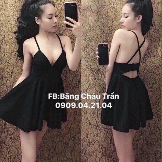 Đầm xòe 2 dây chéo lưng