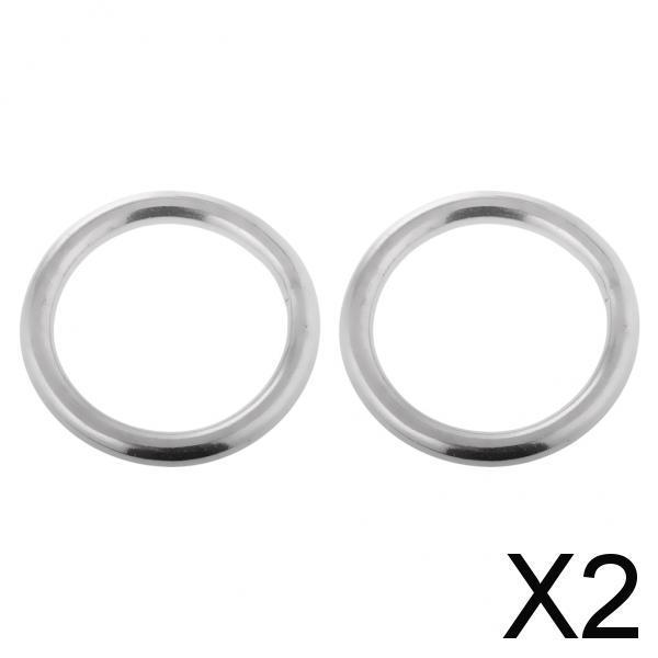 2x1 Pair Smooth Welded Polished Boat Marine Stainless Steel O Ring 5 x 45mm