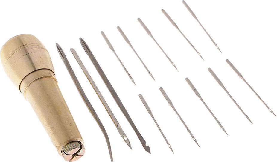 1 Chiếc Đồng Lều Da Vải May Awl + 13 Chiếc Cong Thẳng Kim