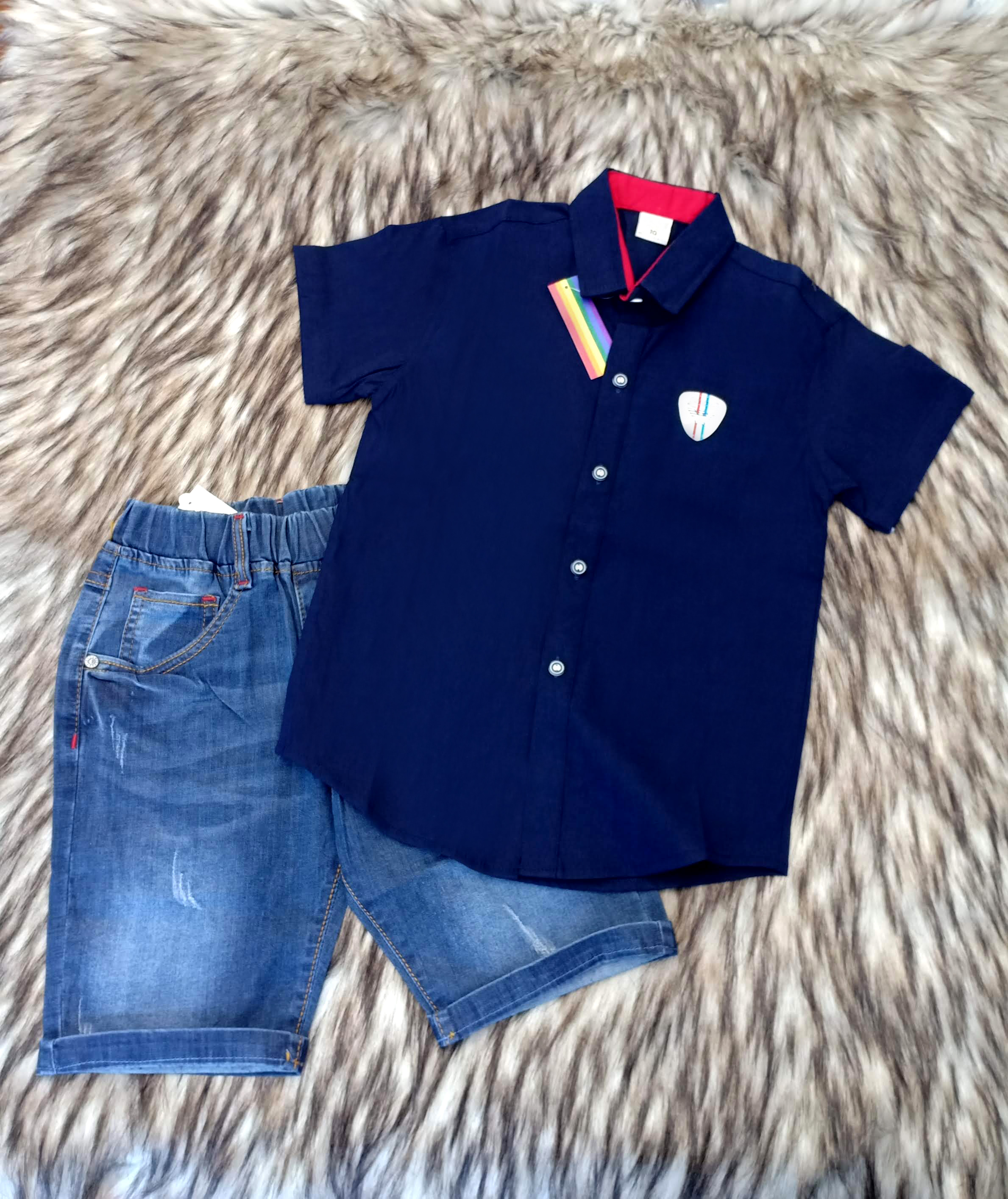 Set sơmi và quần jeans co giãn cao cấp