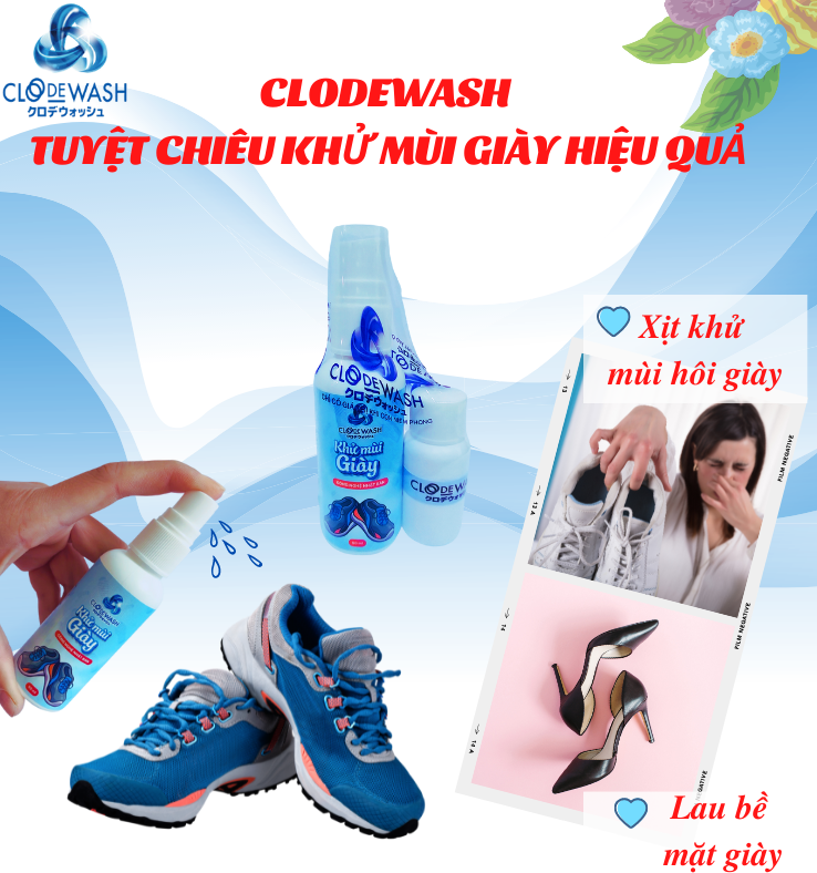 Chai xịt khử mùi giày Công Nghệ Nhật Bản CLODEWASH 50ml W02-S