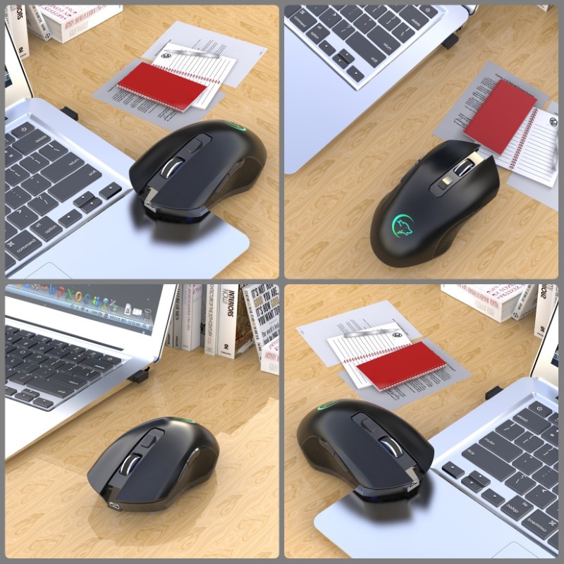 Chuột Không Dây Pin sạc Ghost Wolf G851 công thái học chống mỏi cổ tay Cho máy tính laptop hàng nhập khẩu