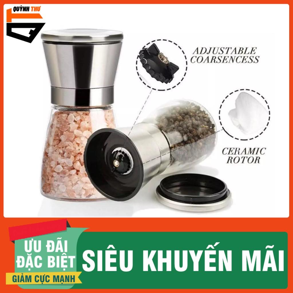 Dụng Cụ Xay Tiêu ️ ️ Xay Tiêu Cầm Tay Thủy Tinh - Xay Tiêu Nắp INOX