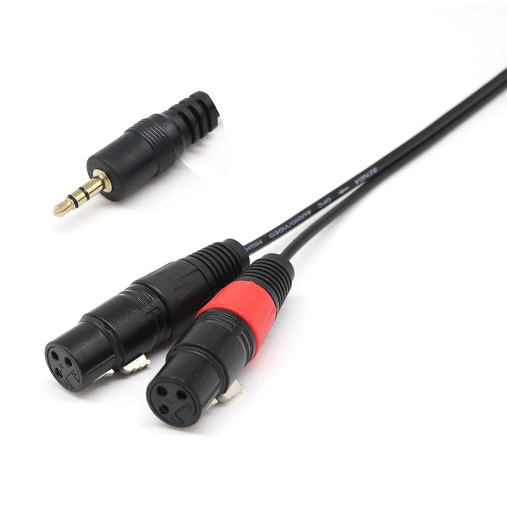 2 Pieces 3.5mm  1/8'' TRS Stereo Male to 2 Port Dual XLR Female Adapter Cable Cord Connecting for iPhone, iPad, or any 3.5mm Audio Output to a Powered Speaker
