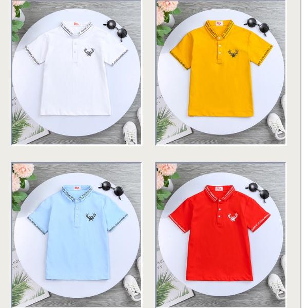 Áo Polo bé trai -Pika kids- Áo có cổ bé trai chất liệu cotton in hình dễ thương - Quần áo trẻ em từ 22-40kg