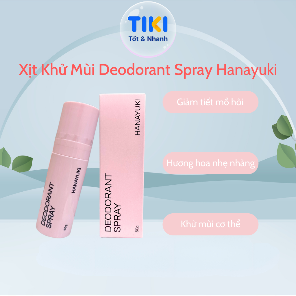 Xịt Khử Mùi Hanayuki Chính Hãng Xịt Thơm Cơ Thể Deodorant Spray Giúp Khử Mùi Giảm Tiết Mồ Hôi 60g