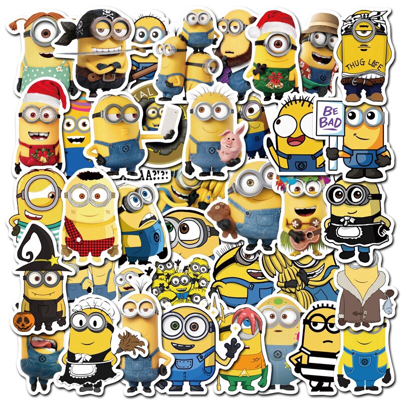 Set 60 Sticker Minions ảnh decal hình dán ép lụa